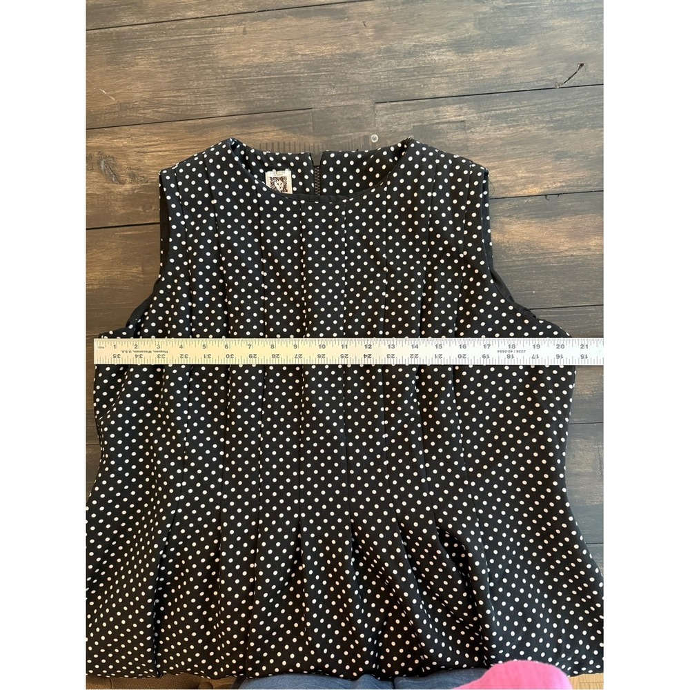 Anne Klein Black Dress with White Polka Dots Size 14W - Picture 15 of 16